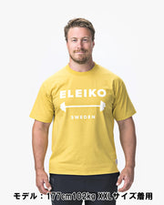 ELEIKO 1957 Tシャツ ユニセックス イエロー 背面全体を真後ろから捉えたシルエットと生地感が分かるバックスタイル