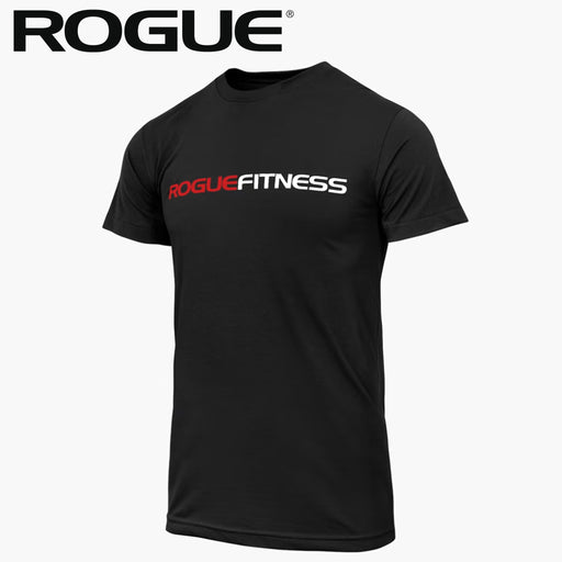 ROGUE クラシック Tシャツ ブラック 正面やや斜めから胸元のROGUE FITNESSロゴ配置とシルエットを確認できるデザイン