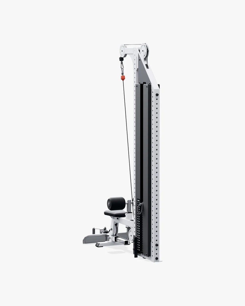ELEIKO ラットプルダウン＆ローロウ コンボ マルチステーション型 ホワイトのローロウ設定 背面斜視