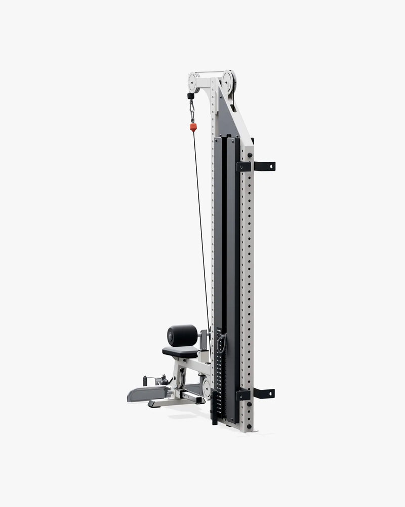 ELEIKO ラットプルダウン＆ローロウ コンボ 壁面設置型 120kg ホワイトのローロウ設定 背面斜視