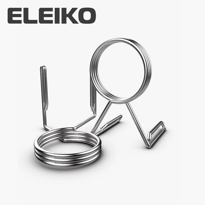 ELEIKO スプリングコイルカラー シルバー 斜め前から2個を並べリング部分とグリップ形状が分かる金属構造の全体ディテール