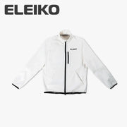 ELEIKO ジャケット ユニセックス ホワイト 正面から全体をフラットに捉えた構図でジップとポケット配置が分かるシルエット