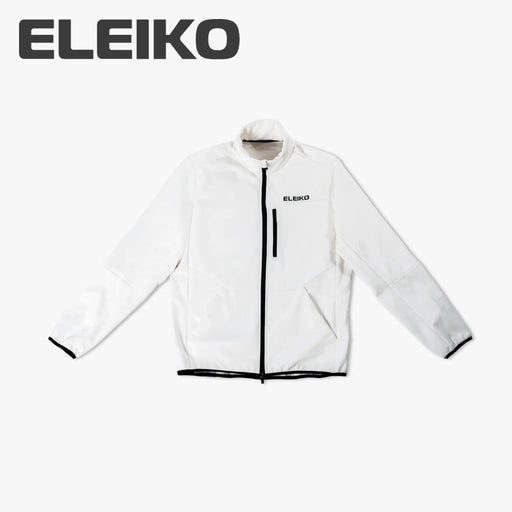 ELEIKO ジャケット ユニセックス ホワイト 正面から全体をフラットに捉えた構図でジップとポケット配置が分かるシルエット