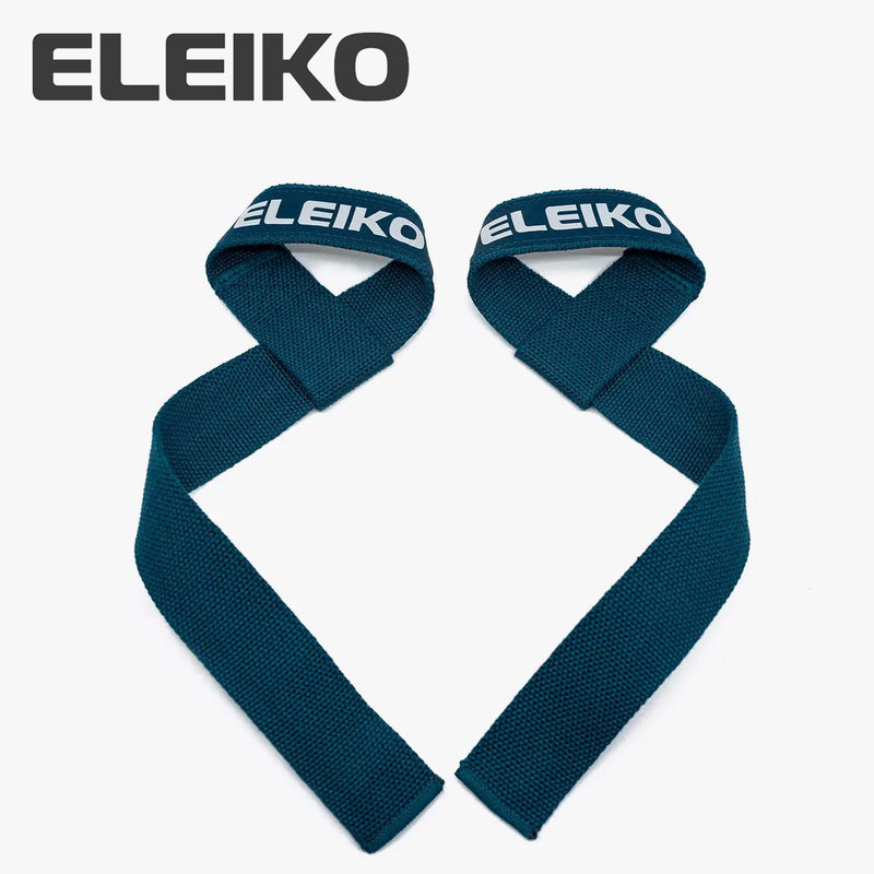 ELEIKO リフティングストラップ ディープブルー 正面から左右対称に配置しカラーと織り素材の質感が分かる全体像