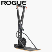 ROGUE エコースキー ブラックの正面上部ロゴ拡大ビュー、フレーム先端のブランドロゴとハンドル取付部を強調した構図