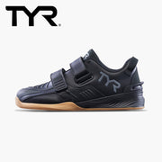 TYR L-2 リフター ブラック/ガム ウェイトリフティングシューズ 全体デザイン 前方斜めから見た外観と安定感のある構造