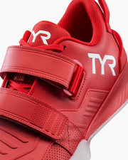 TYR L-2 リフター レッド ダブルストラップとアッパー素材の質感