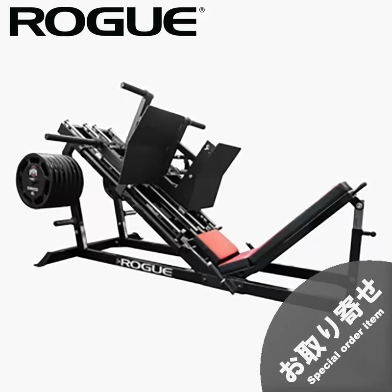 ROGUE ISO レッグプレス 35 ブラック 全体正面ビュー、プレートロード式フレームとフットプレート配置が分かる基本構成
