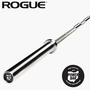 ROGUE 20KGオハイオパワーバー IPF公認品 ステンレスシャフト/クロムスリーブ 斜め俯瞰で全体を捉えスリーブ先端とシャフトの構造が分かるバーベル全景