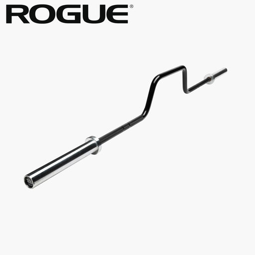 ROGUE シールロウバー ブラックを斜め前方から捉えた全体ビュー、カーブ形状シャフトとスリーブ部の構造が分かるスペシャリティーバー