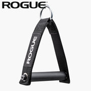 ROGUE シングルハンドル ケーブルアタッチメント ハンドル直径25MM ブラック 正面斜め上から全体構造とDリング接続部を捉えたシンプルな商品単体構図