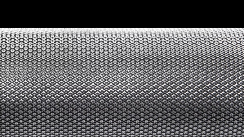 ROGUE オハイオバー ステンレスシャフト/クロムスリーブのローレットをマクロで捉えた構図、細かな刻みの立体感とグリップ性能が分かる視点