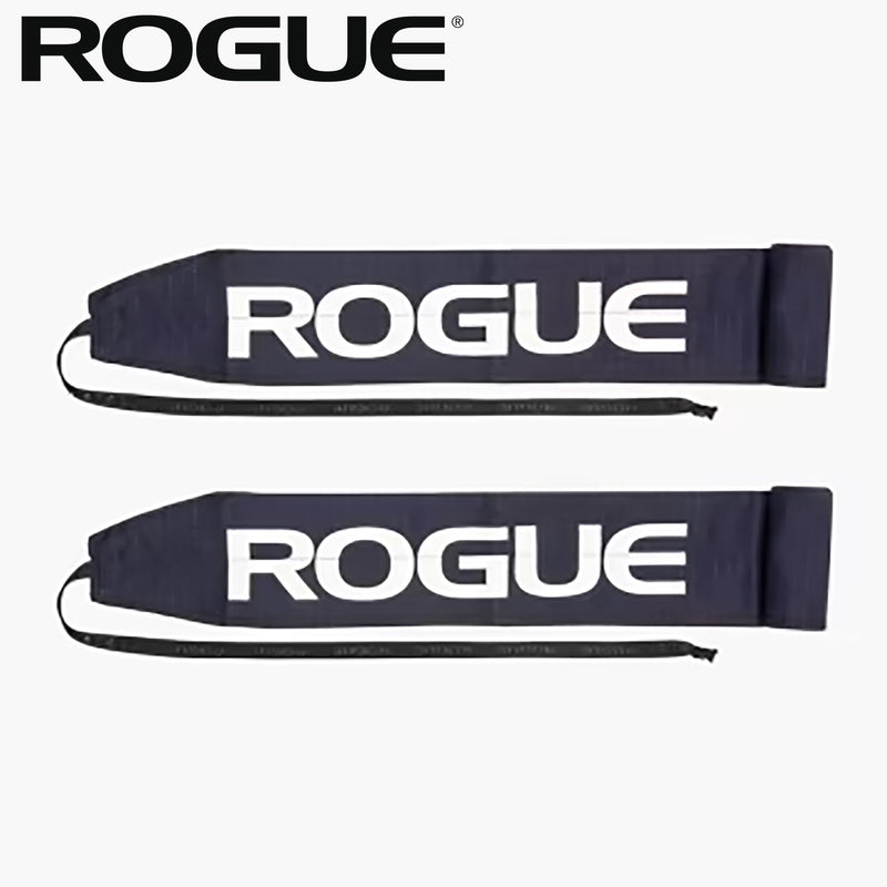 ROGUE ラップ ネイビーを正面水平アングルで並べた全体ビュー、左右ペアのロゴ配置と長さバランスが分かるリストラップ構成