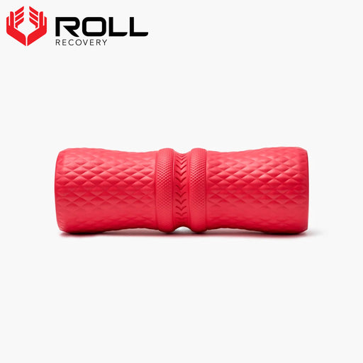 ROLL Recovery R4 ディープティシューボディローラー レッド 正面から全体を捉えた外観、中央の溝とダイヤモンドパターンを確認できるモビリティローラー