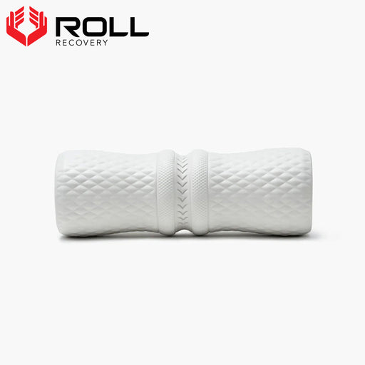 ROLL Recovery R4 ディープティシューボディローラー ホワイト 正面から全体を捉えた外観、中央の溝と立体パターンを確認できるモビリティローラー