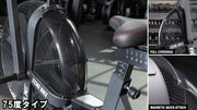 ROGUE エコーバイクウィンドガード V3.0 クリアグレーをエコーバイクに装着し斜め前方から全体を捉えたカバー範囲と設置状態が分かる構成ビュー