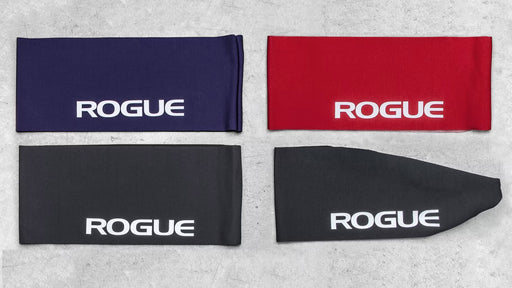 ROGUE ヘッドバンド パープル・レッド・ブラック 上から俯瞰で複数カラーを並べたバリエーション比較と形状違いの確認