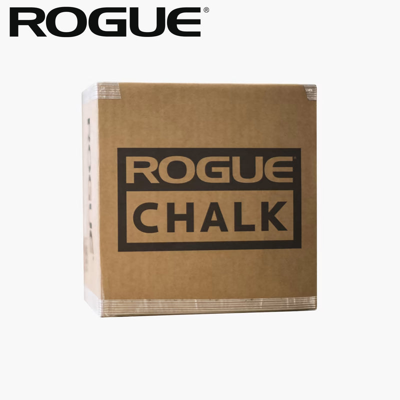 ROGUE ジムチョーク ブラウン段ボールを正面から捉えた外箱デザインで中央のROGUE CHALKロゴと梱包状態が分かる全体外観
