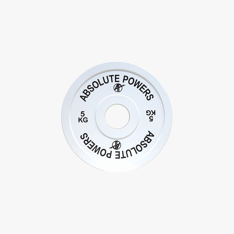 ABSOLUTE POWERS パワーリフティングプレート 10kgを正面から撮影。グリーンカラーの外観と重量表記、外周エッジの均一さが伝わる視点。