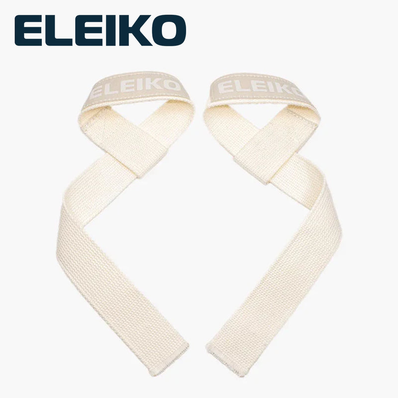ELEIKO リフティングストラップ ナチュラルホワイト 正面から左右対称に配置し柔らかな素材感とループ形状が分かる全体