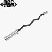 MBC EZカールバー ブラックシャフト×クロムスリーブを斜め上から捉えた全体ビュー、EZカーブ形状とローレット加工、スナップリング式スリーブ構造が分かる構図