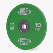 MBC ウレタンバンパープレート グリーン 10kgを正面から捉えた構図、外周の質感と重量刻印が視認できる配置