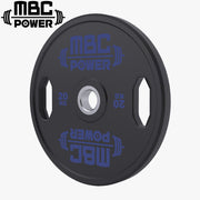MBC ウレタングリッププレート 20kgのロゴ強調カット。ブラックのウレタン表面にブルーロゴを配し、ブランド表記と重量表示が分かる正面視点。