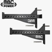 MBC オリジナルラック ヘビーデューティーセーフティアーム マグネットピン ブラック 正面視点で左右ペア本体とホール番号刻印入りアーム全体を示す構成